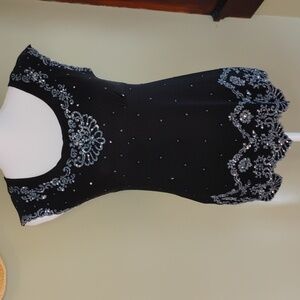 Dressbarn Collection Top, Scoop Neck, Black, Sleeveless, Sequined, Size Small